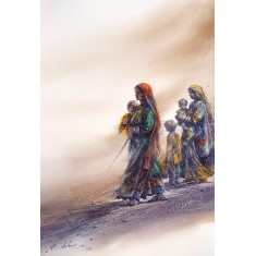 Ali Abbas, Gard Baad II, 15 x 22 Inch, Watercolor on Paper, Figurative Painting, AC-AAB-259